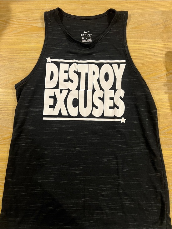 Nike Tops - Nike Black Tank Top with White "DESTROY EXCUSES" Graphic